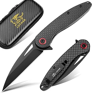 LOTHAR EDC Pocket Knife, Carbon Fiber Handle and 3.2