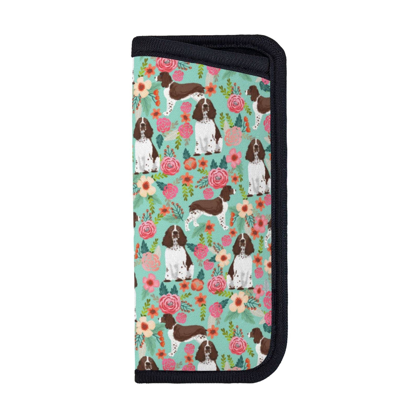 ANGYANG Soft Eyeglasses Bag Springer Spaniel Dog Floral Anti-Scratch Spectacles Sleeve Portable Eyewear Case Neoprene Sunglasses Case