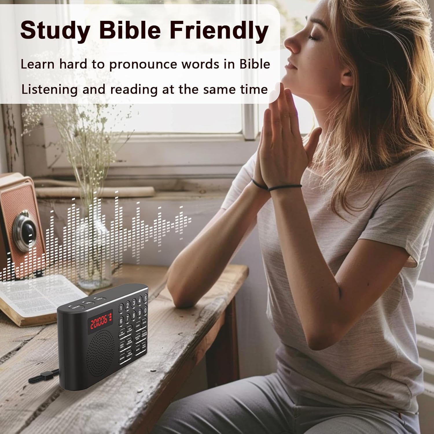 KJV Audio Bible Player, Electronic Talking Audio Bible KJV Player with New & Old Testament for Easy to Travel with and Listen Words Anytime, King James Version