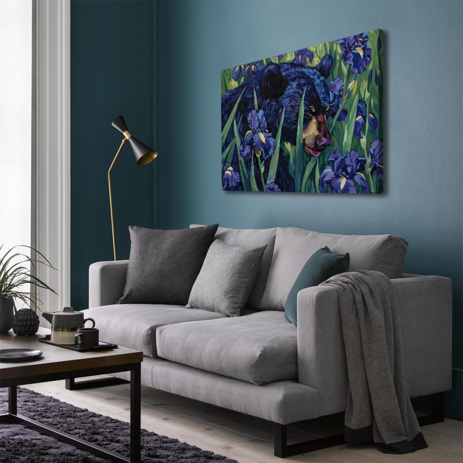 Tema de la vida silvestre Impresiones en lienzo Carteles Plantas y flores Orquídeas y osos grandes Obras de arte Cuadros Arte de pared moderno para la decor del dormitorio 60x72cm Marco interior
