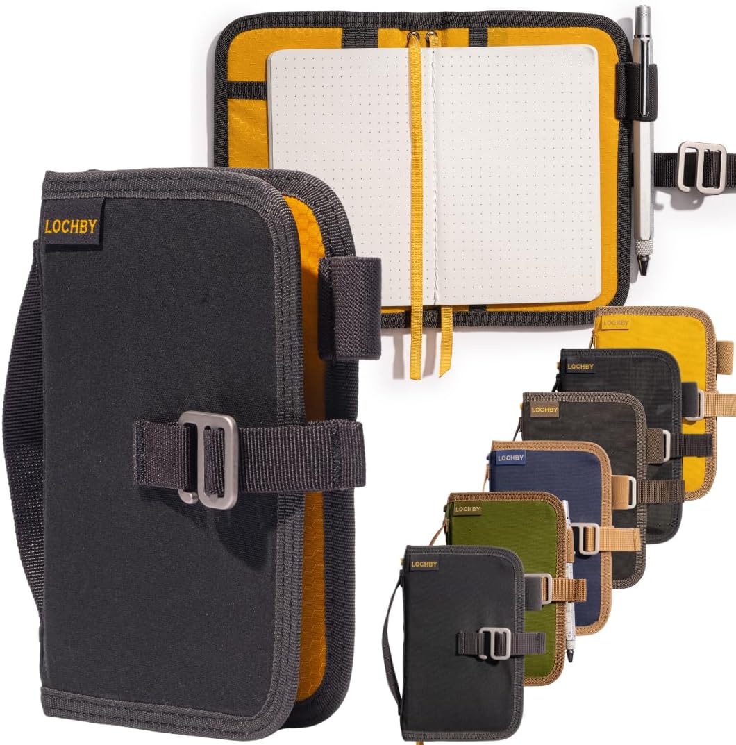 LOCHBY® Mini Field Journal | Water Resistant Waxed Canvas | Pen Loop | Included Tomoe River Notebook | Perfect for Travel, Art, Bullet Journal