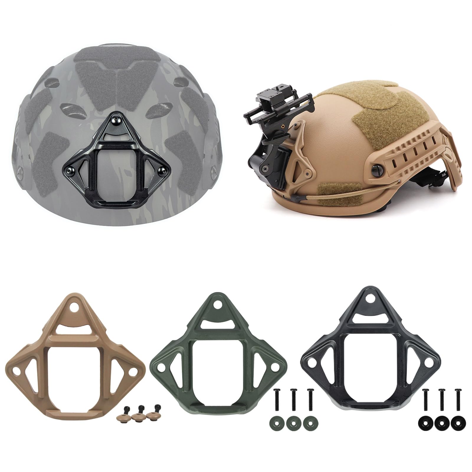 Dasdffvf Helmet NVG Mount Base Adapter Shroud with 3-Hole Aluminum Alloy Helmet NVG Base for Helmets NVG Mounting