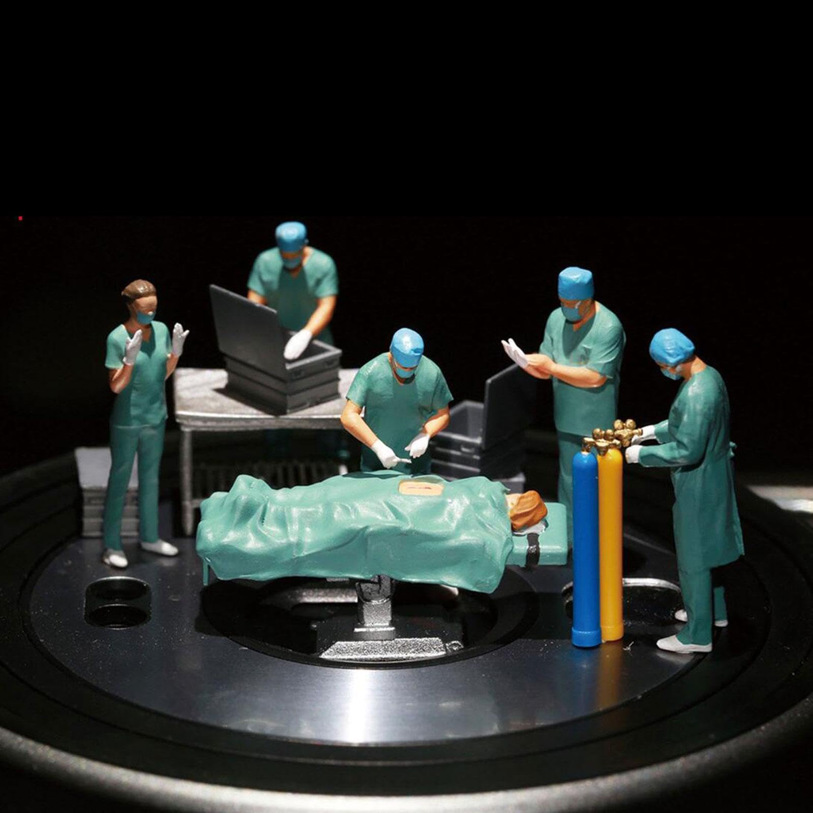 Mini Dottore in Miniatura 1/64, Modello in Resina, Statuetta Ornamentale, Letto, Paziente