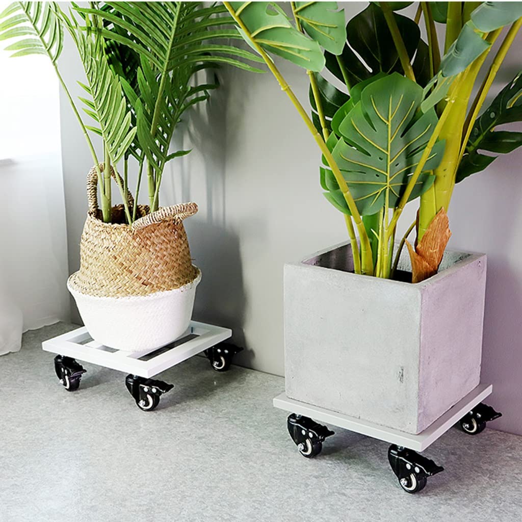 Soporte para Plantas de Metal para Exteriores, Soporte Cuadrado de Hierro con Ruedas para Trabajo Pesado, Base de Rodillos para Plantas de Interior, Carro para Plantas con Freno para Plantas