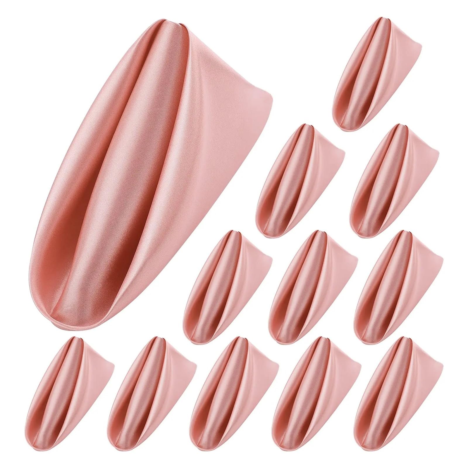 Silky Satin Cloth Napkins, Satin Dinner Napkins 10PC Square 43x43cm(Dark Pink)