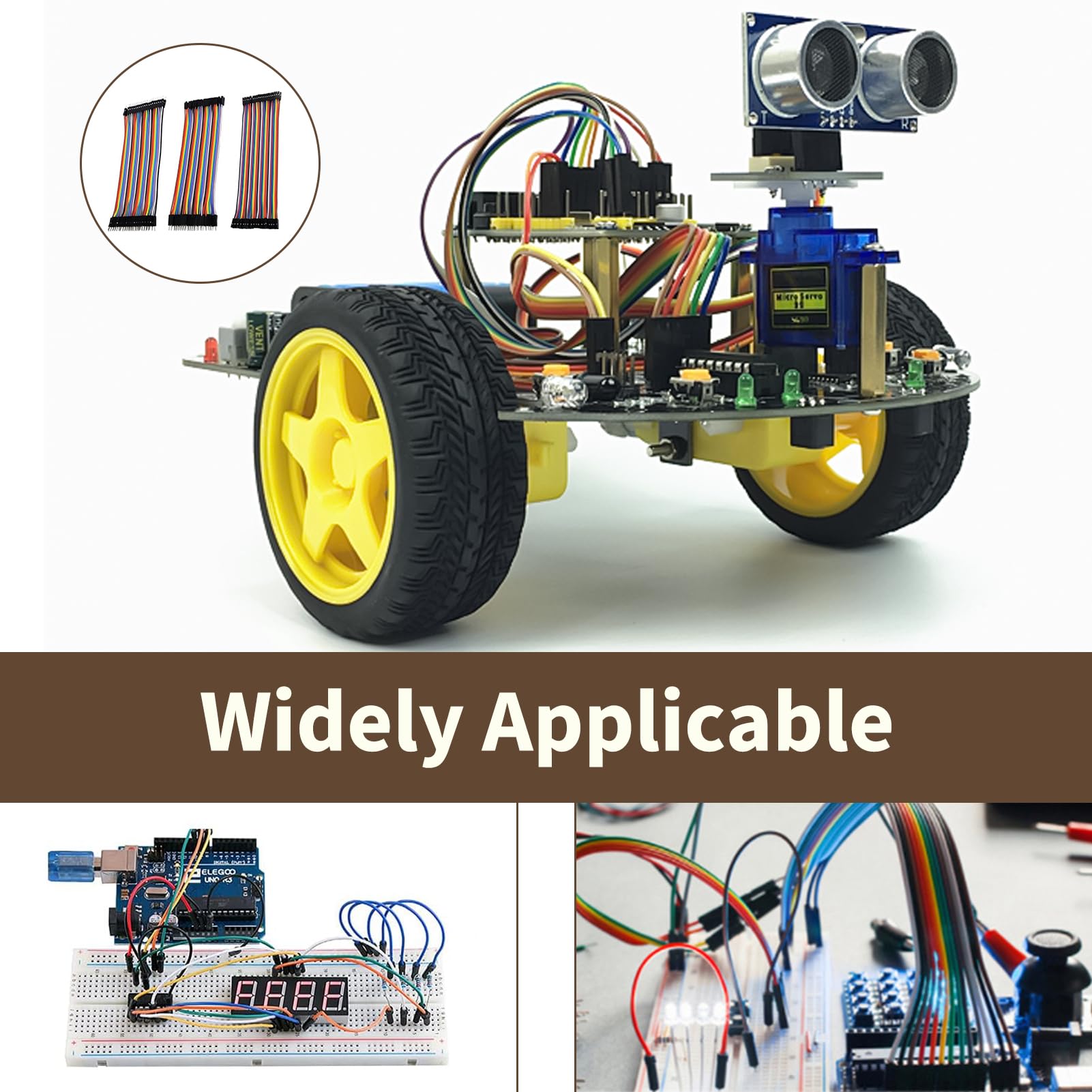 120 Pezzi Cavi Jumper Wire Breadboard 20 cm, Cavi Dupont 40 Pin Maschio-Maschio, Maschio-Femmina, Femmina-Femmina, Compatibili con Arduino, Raspberry Pi, Progetti Fai-da-te e PCB