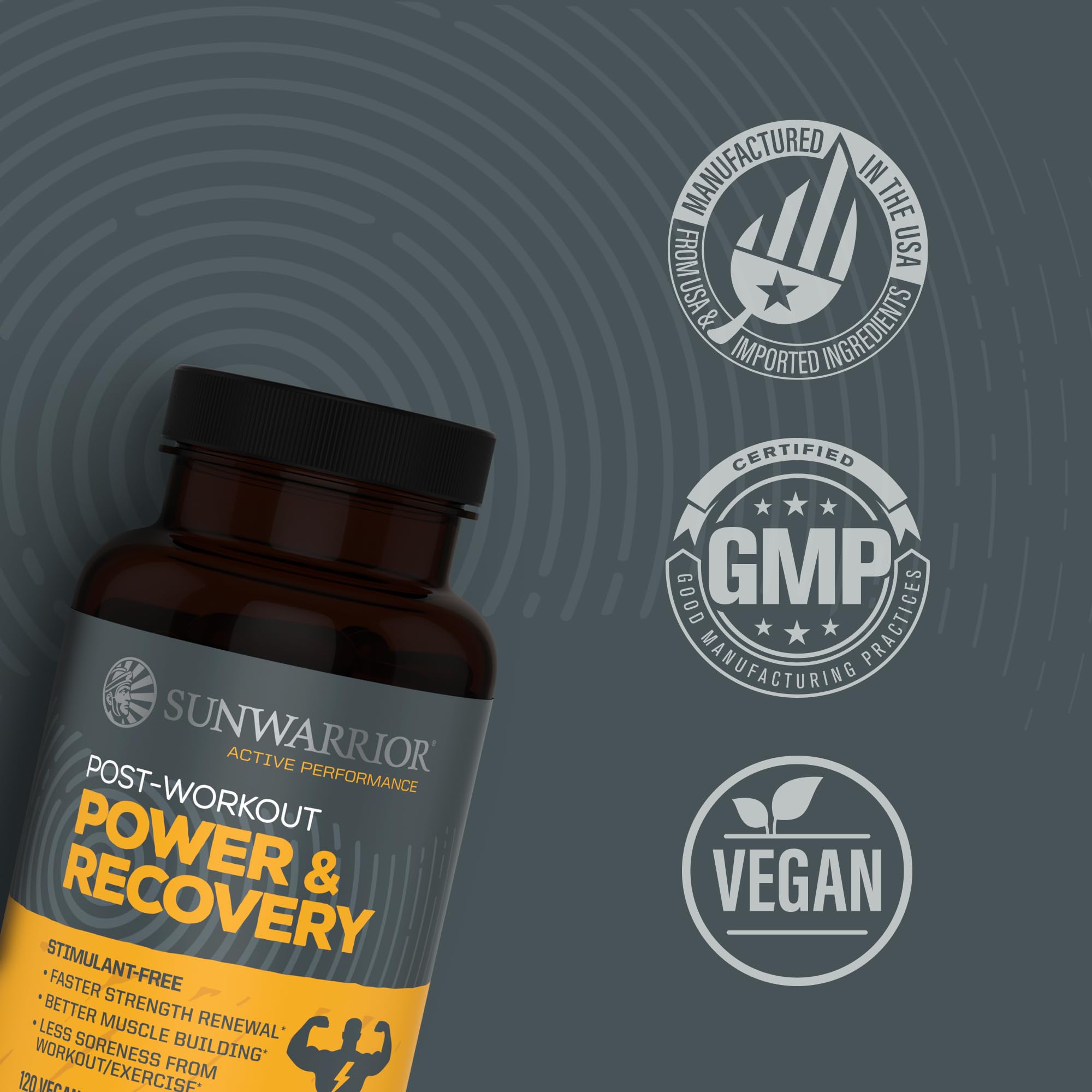 Sunwarrior Active Post Workout Power & Recovery Caps, 120 CT — Amazon image 3