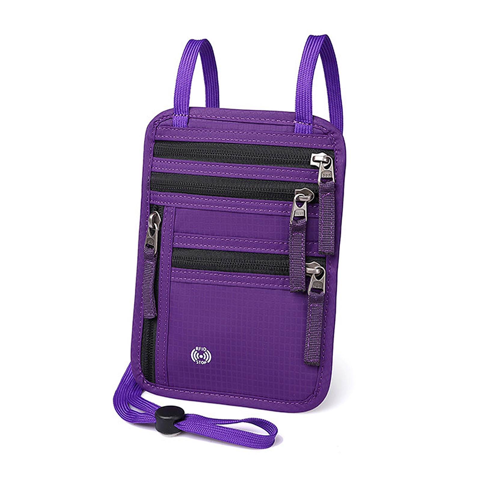 DOETYD RFID Blocking Neck Wallet with Passport Holder – Ultra-Thin Travel Pouch for Concealed Carry(Purple