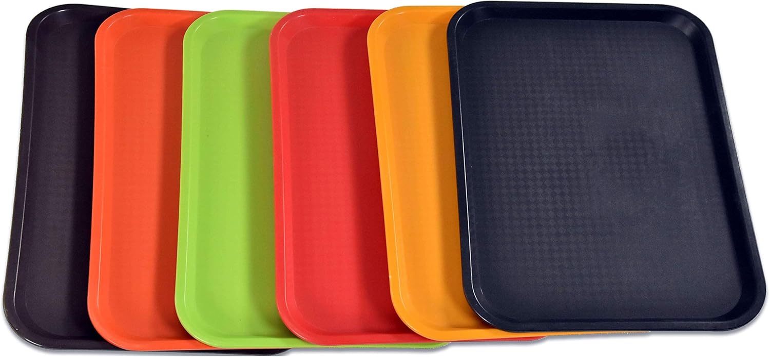 BonBon Fast Food Serving Lunch Cafeteria Trays Assorted Colors PACK OF 6