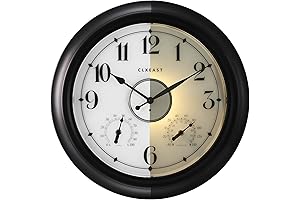 CLXEAST Illuminated 18" Waterproof Outdoor Clock: Precision Timekeeping for Any Weather