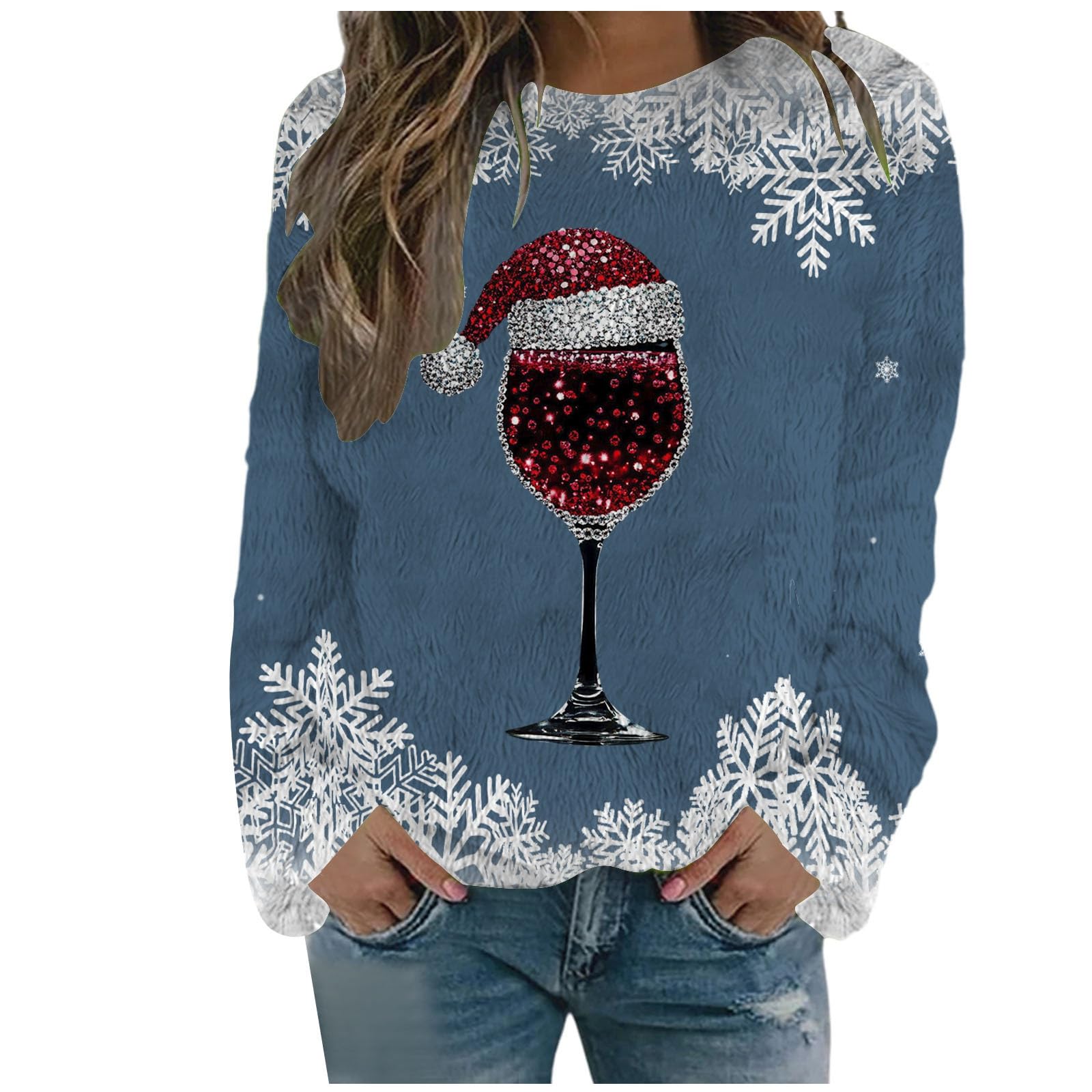 Maglione natalizio da donna, divertente, a maniche lunghe, con stampa natalizia, Colore: rosso, XL Maglione natalizio da donna, divertente, a maniche lunghe, con stampa natalizia, Colore: rosso, XL