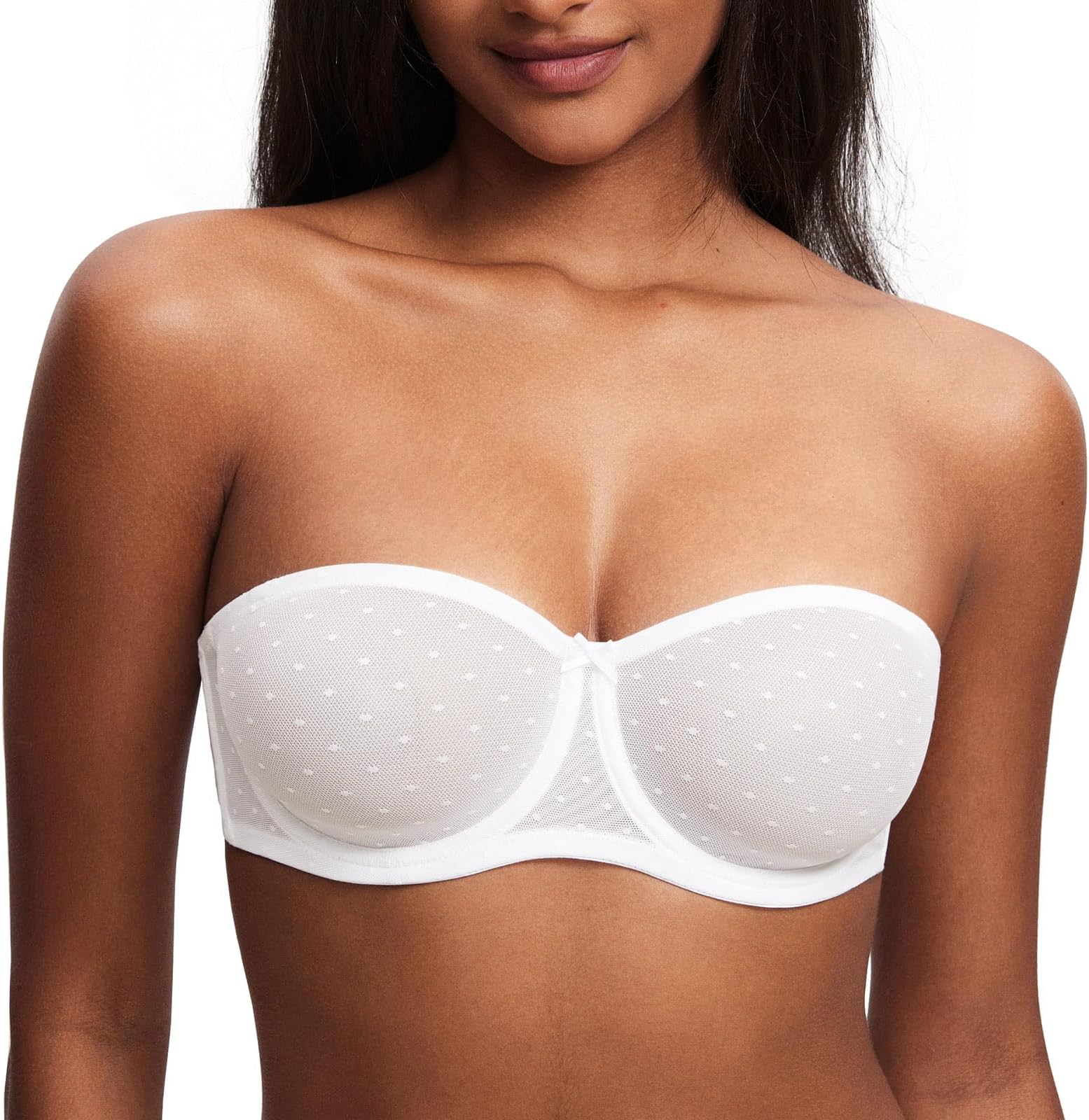 Women's Strapless Bra See Through Sheer Underwired Bras Unlined Plus Size
