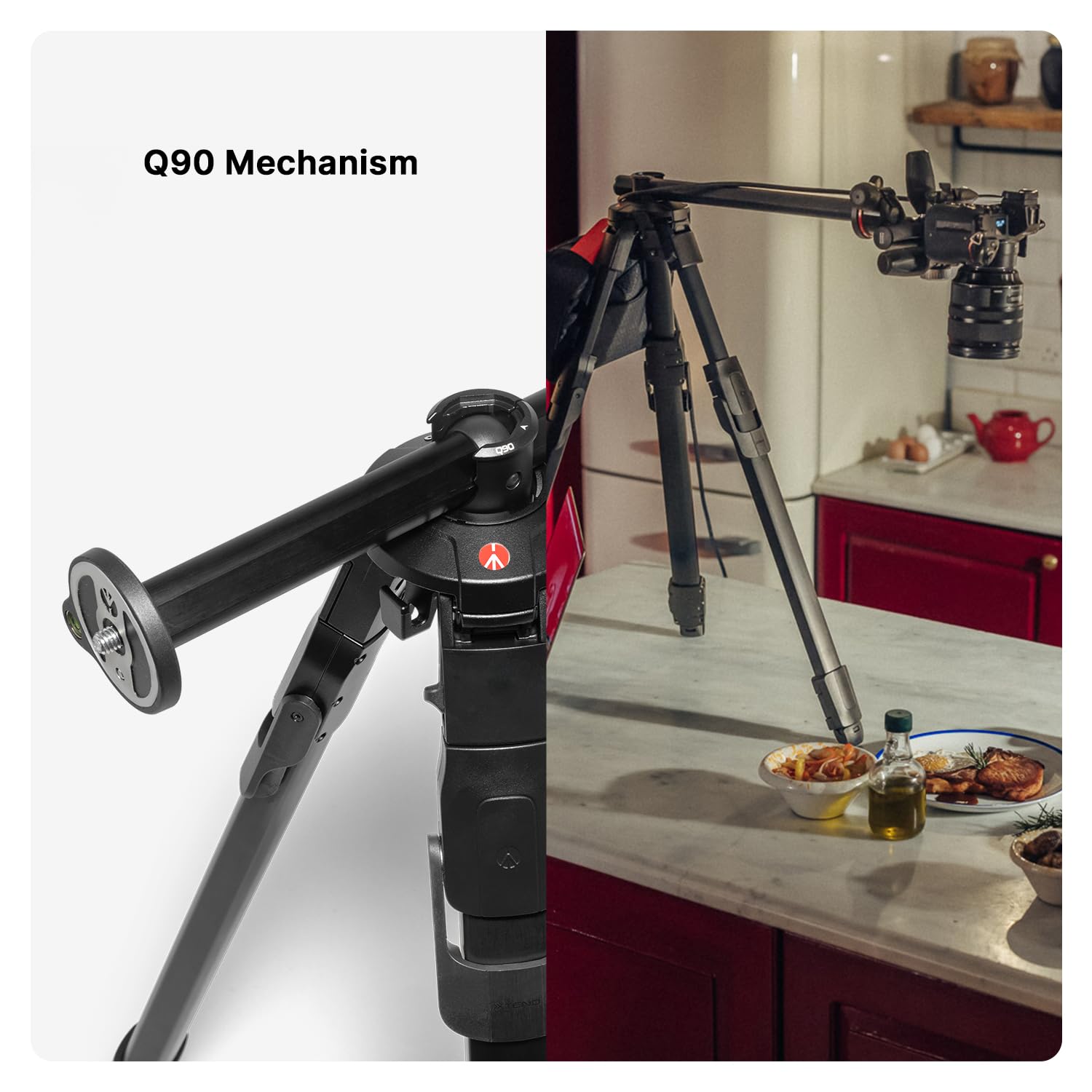 Manfrotto ONE Photo, Treppiede Professionale in Alluminio, Portata 12kg, Colonna Orizzontale 90°, Gambe XTEND a Apertura Rapida, Piedi Modulari (Gomma/Spikes), per Fotocamere DSLR e Mirrorless