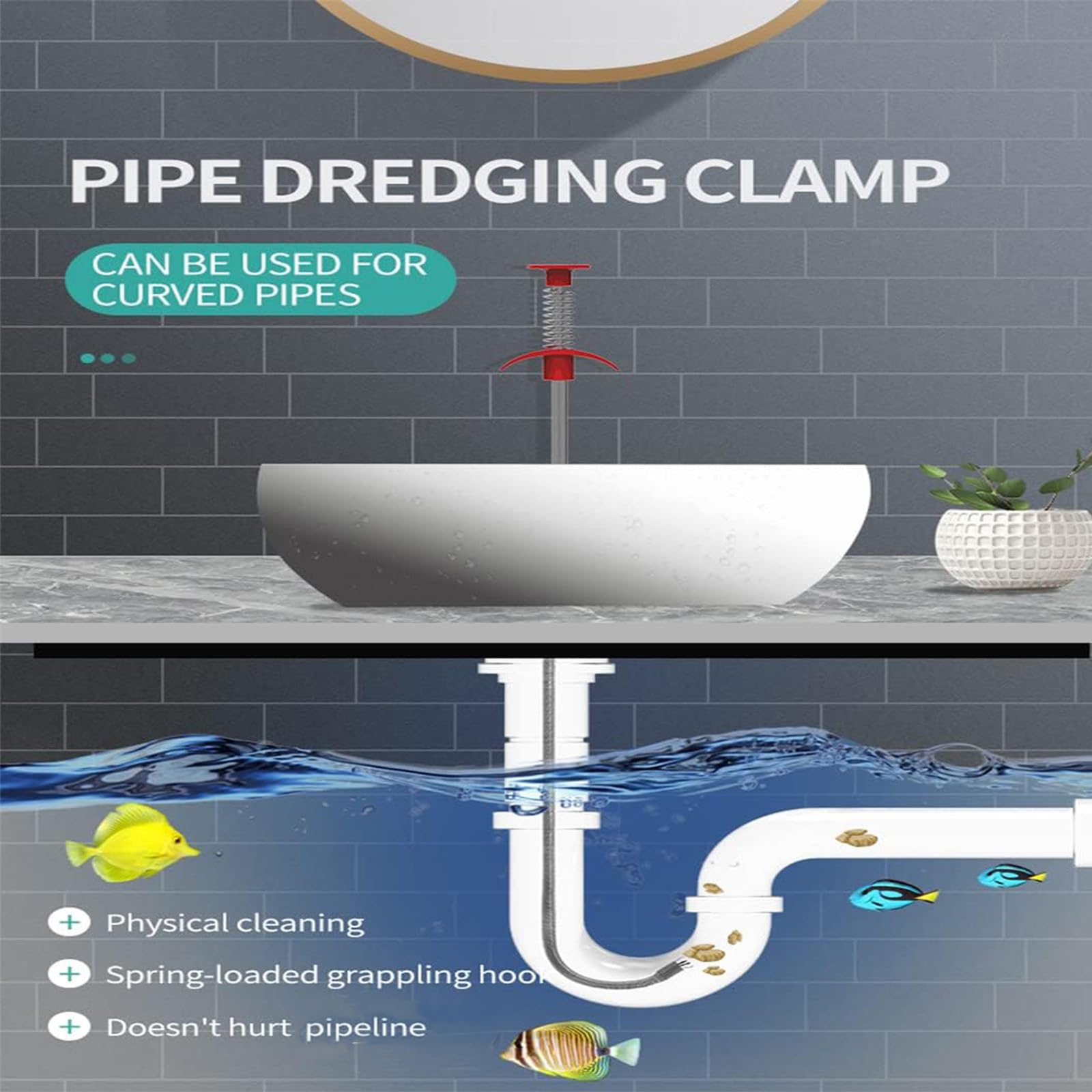 Abflussschlangen-Werkzeug – Flexibler Greifer Für Verstopfte Abflüsse In Küche, Bad, WC, Dusche