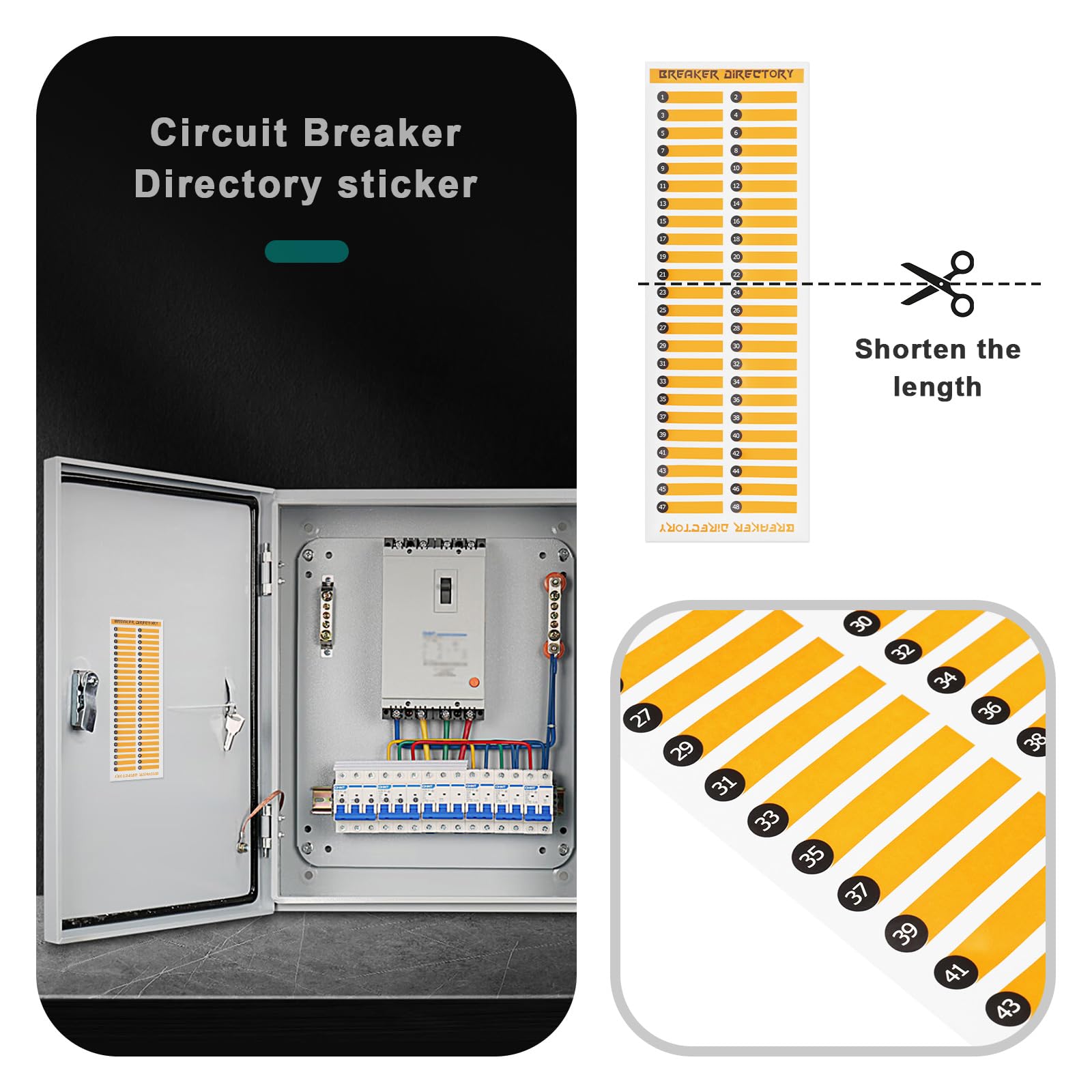 Electrical Panel Label Stickers - Breaker Directory & Circuit Number Identification For Load Center Door - View #10