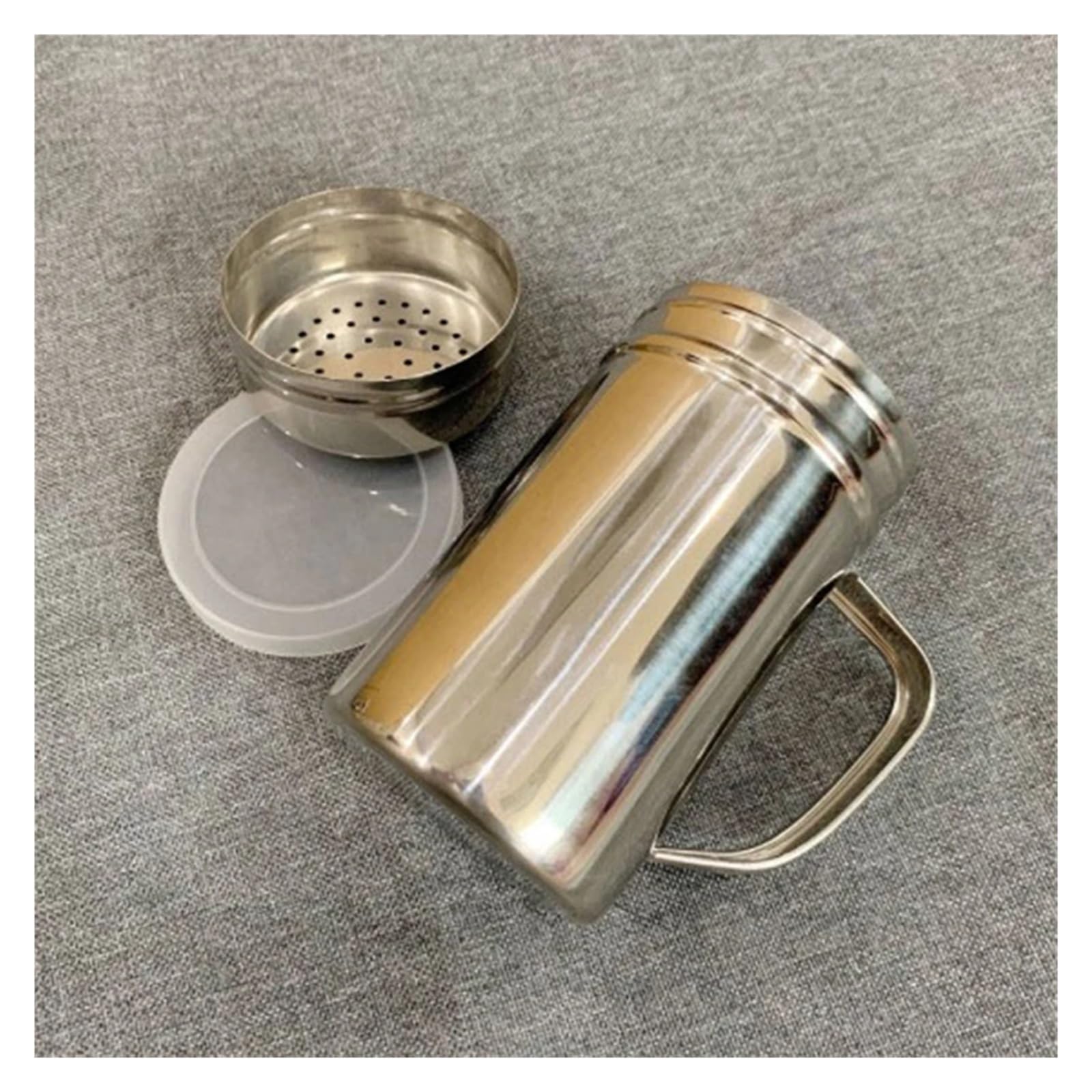 Pulverstreuer Griff Shaker Pfeffer Zucker Salz Edelstahl Spender Pulver Tube Kaffee Utensilien Küchenwerkzeug(B 6.6X9.4cm)