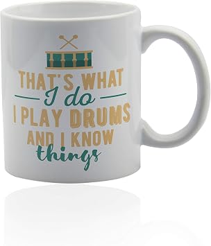 Drummer gifts 11 oz. coffee mug. White ceramic cup.