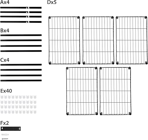 Miniatura 9 de GIA Home Series - Estantería de alambre de 5 niveles, estantes metálicos de almacenamiento para cocina y baño, juego de 2, color negro