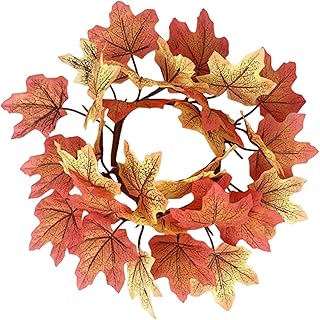 Anillos de vela – Anillos de vela de otoño | Anillos de vela de otoño de 9.8 pulgadas pequeños anillos de guirnalda de velas para boda decoración rústica de temporada