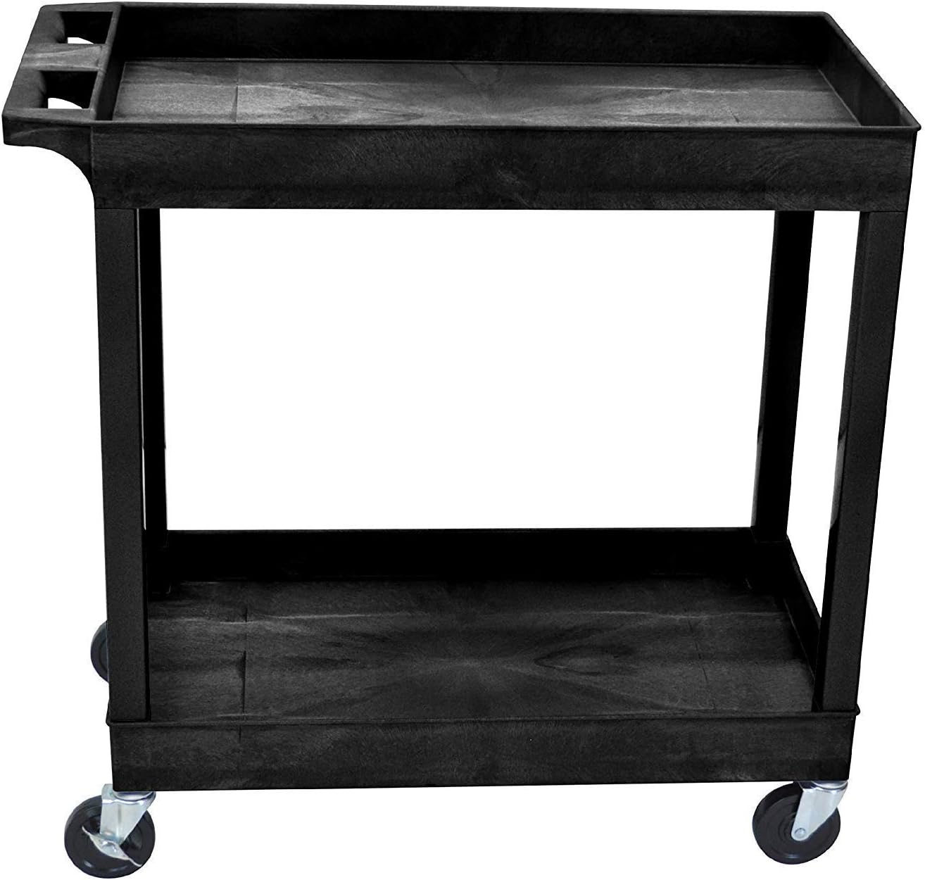 Offex 32" x 18" Mobile Multipurpose Utility Tub Cart with 2 Shelves and Push Handle - Black, Great for Warehouse, Garage and More : Office Products