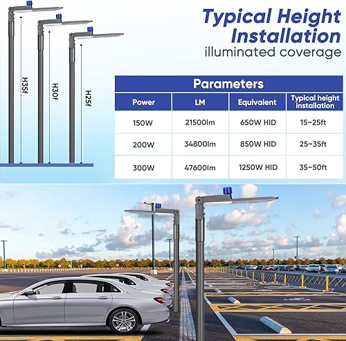 Miniatura 5 de Paquete de 2 luces LED de estacionamiento de 300 W, caja de zapatos para exteriores del atardecer al amanecer, luz de inundación exterior, luz de