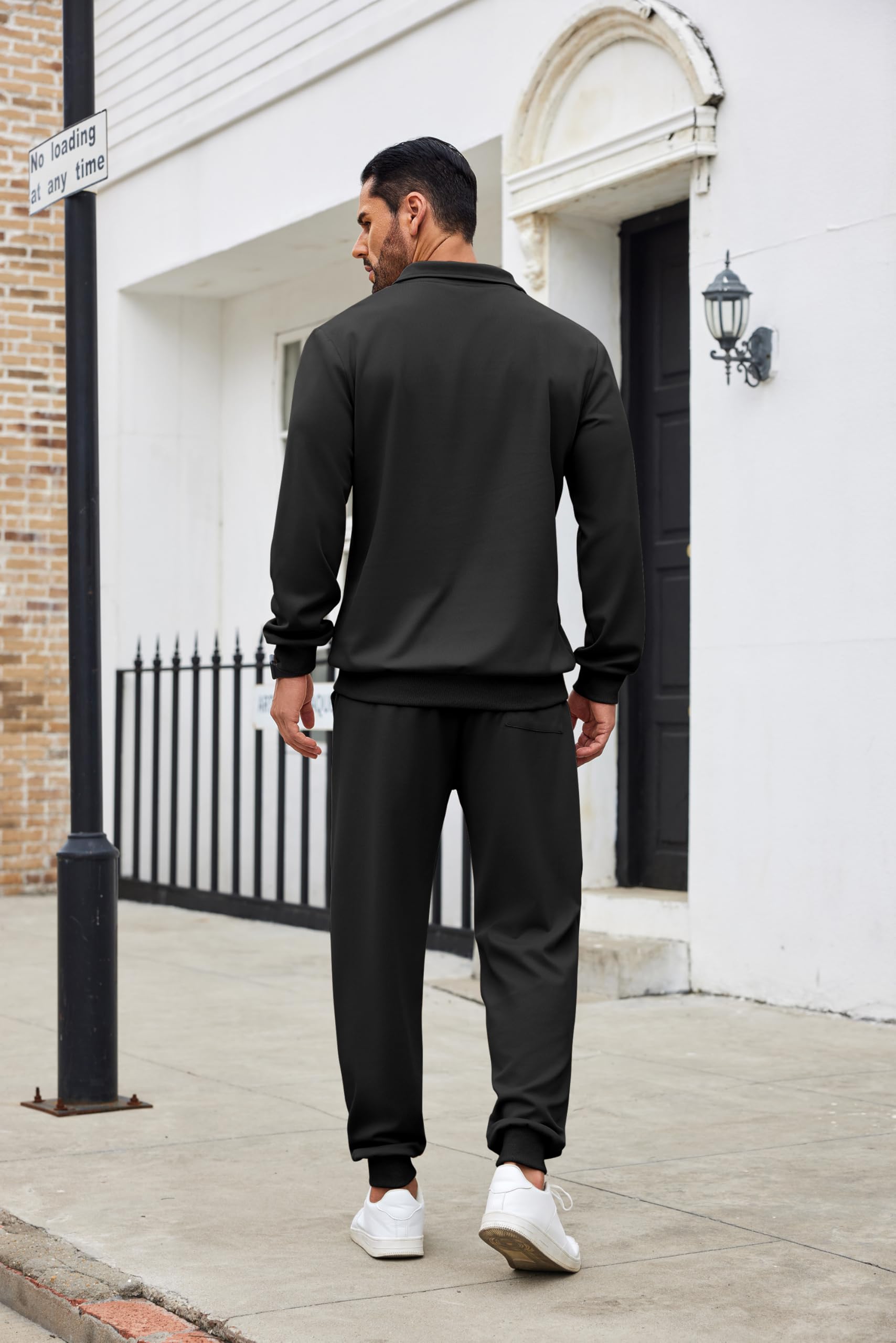 COOFANDY Tuta da uomo in 2 pezzi, con cerniera a un quarto, casual, atletica, corsa, jogging