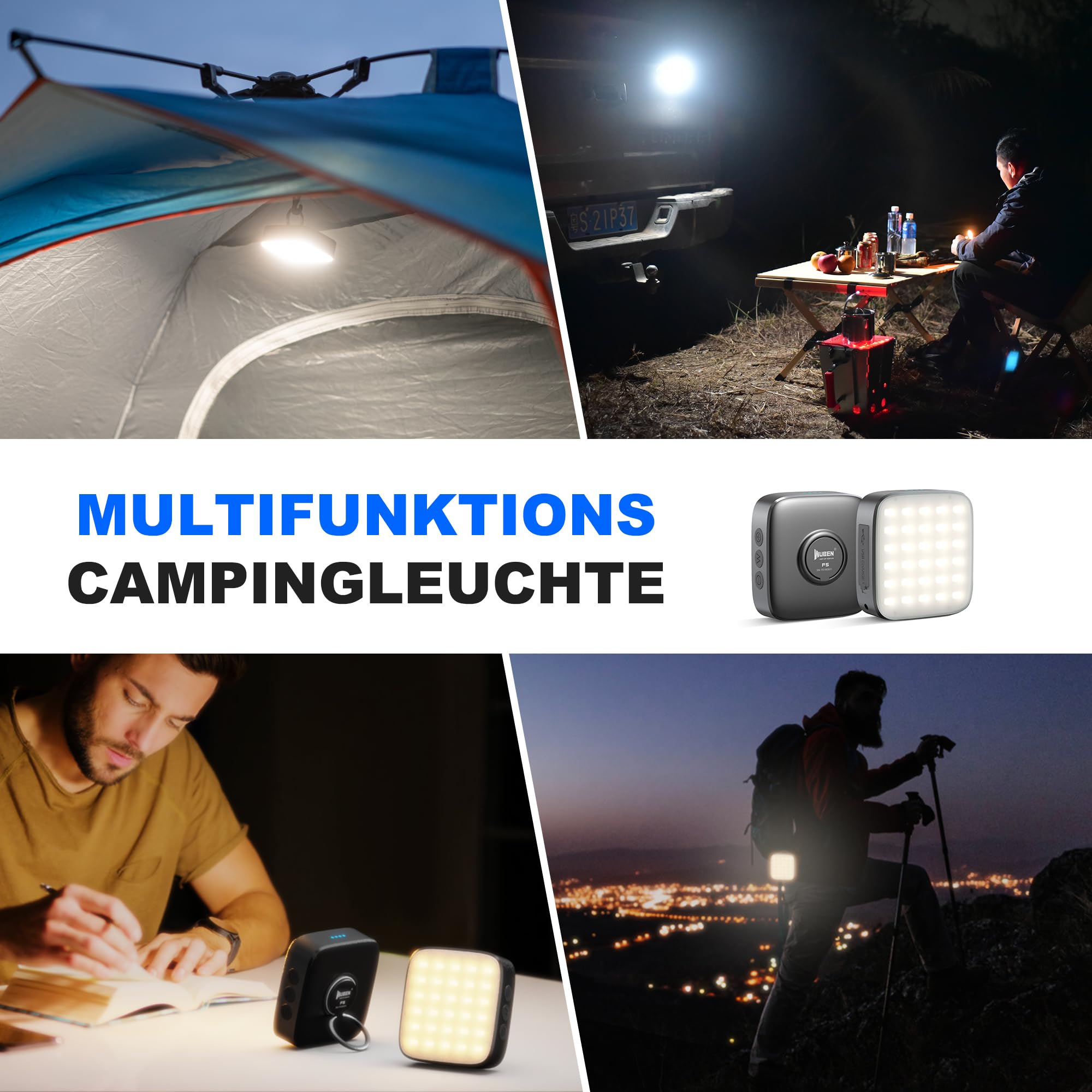 WUBEN F5 Campinglampe Aufladbar, 500 Lumen LED Campinglampe 3 Lichtmodi