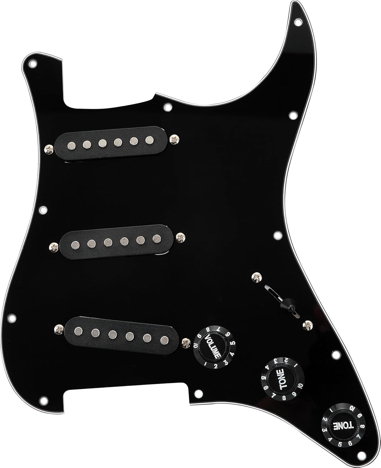 Pickguard-SSH-White Prewired Loaded Pickguard Set, SSH (Single/Single/Humbucker) Pickup Configuration, for Fender Stratocaster/ST Electric Guitar Replacement, 11-Hole 3-Ply White