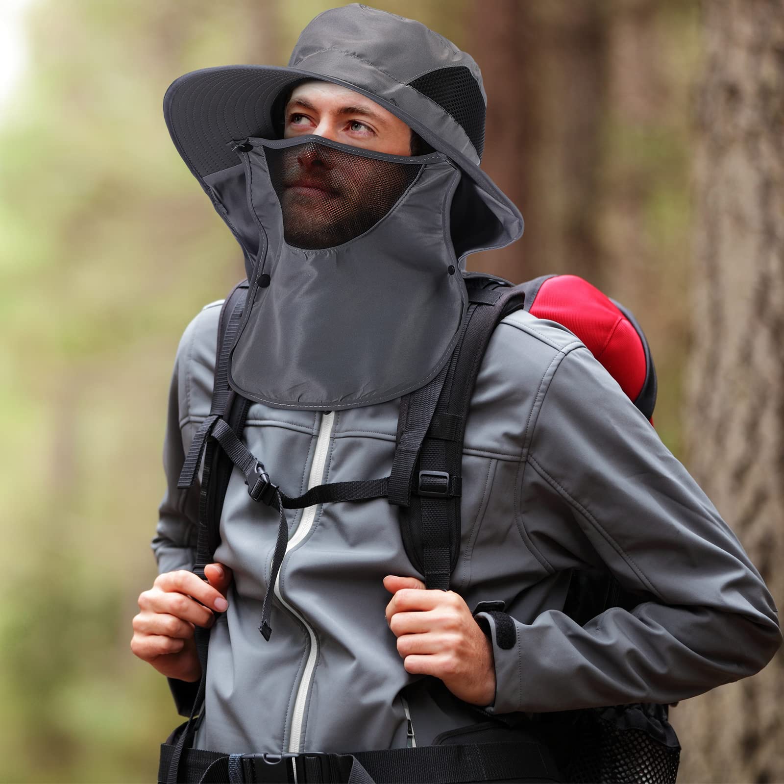 12 cappelli da pescatore per uomini e donne, tesa larga, protezione solare UV, cappello da sole estivo, cappello da trekking per adulti, 4 colori, grigio chiaro, beige e nero, grigio scuro, grigio