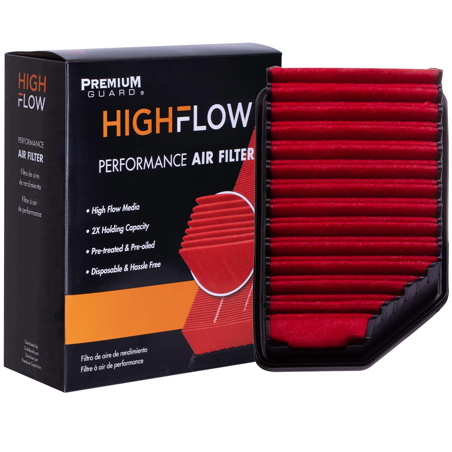 Premium Guard HIGHFLOW PA6200X, High Performance, Pre-Oiled Disposable Engine Air Filter | Fits 2019-12 Kia Soul, 2017-12 Rio, 2017-12 Hyundai Accent, Veloster