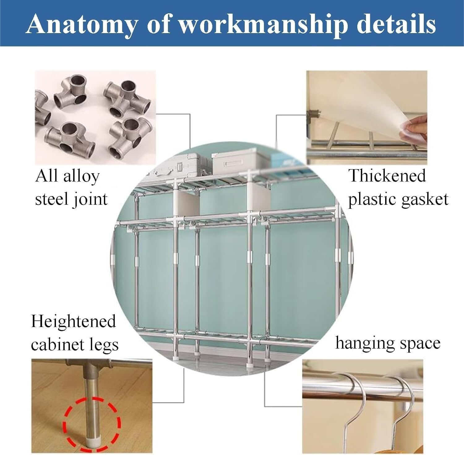 Kleiner Hängeschrank Zusammengebauter Schrank Kleiderschrank mit Metall-Stahlrahmen Einfach zu montierender Schlafzimmerschrank Platzsparender Schrank(D,84cm)