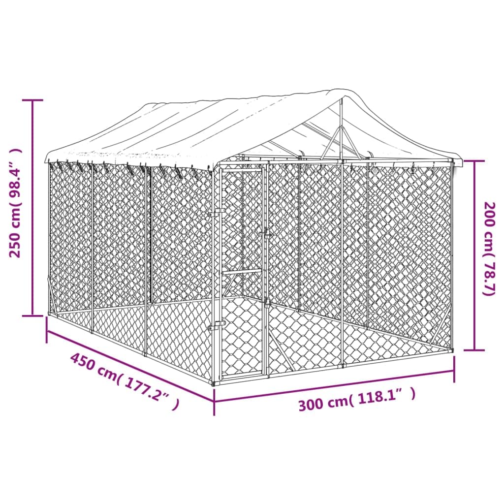 Festnight Perrera de Exterior con Techo Perrera de Exterior con Toldo Jaula para Perros Caseta para Perros Mascotas Cerradura, recinto para Animales con Techo Resistente Agua y UV 3 x 4,5 x 2,5 m