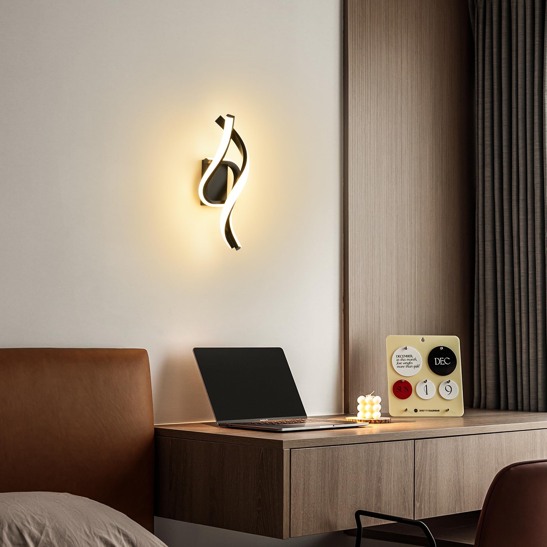 LED Wandleuchte Innen, 22W Wandlampe,Modern Innenwandleuchte,3000K Warmweiß Wandbeleuchtung,Up Down Innenleuchte Wandlichter,gebogene Design wandleuchten für Wohnzimmer Schlafzimmer Treppenhaus Flur