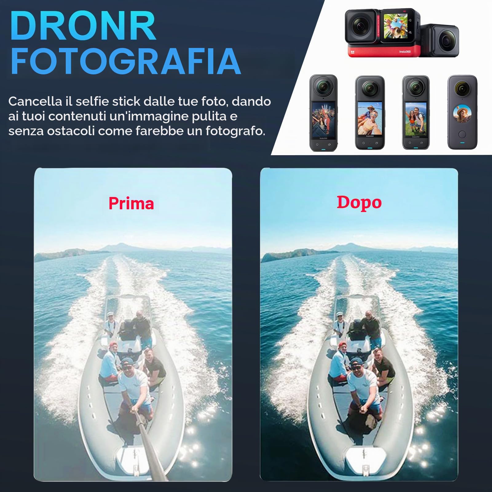 Bastone allungato da 3 m Invisibile Selfie Stick in Fibra di Carbonio per Insta360 ONE X5 X4 X3 X2 Fotocamera Panoramica Accessori