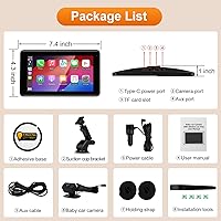 Vista 7 de Baby Car Camera with 7" Wireless CarPlay Screen -Supports Apple CarPlay & Android Auto, 1080P IR Night Vision car Camera for Babys, HD Touchscreen