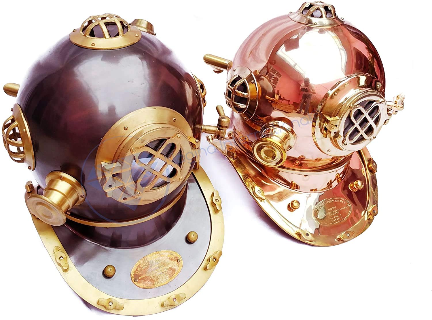 Nauticalmart Antique Brass Scuba Mark V US Navy Deep Sea Diving Divers Helmet