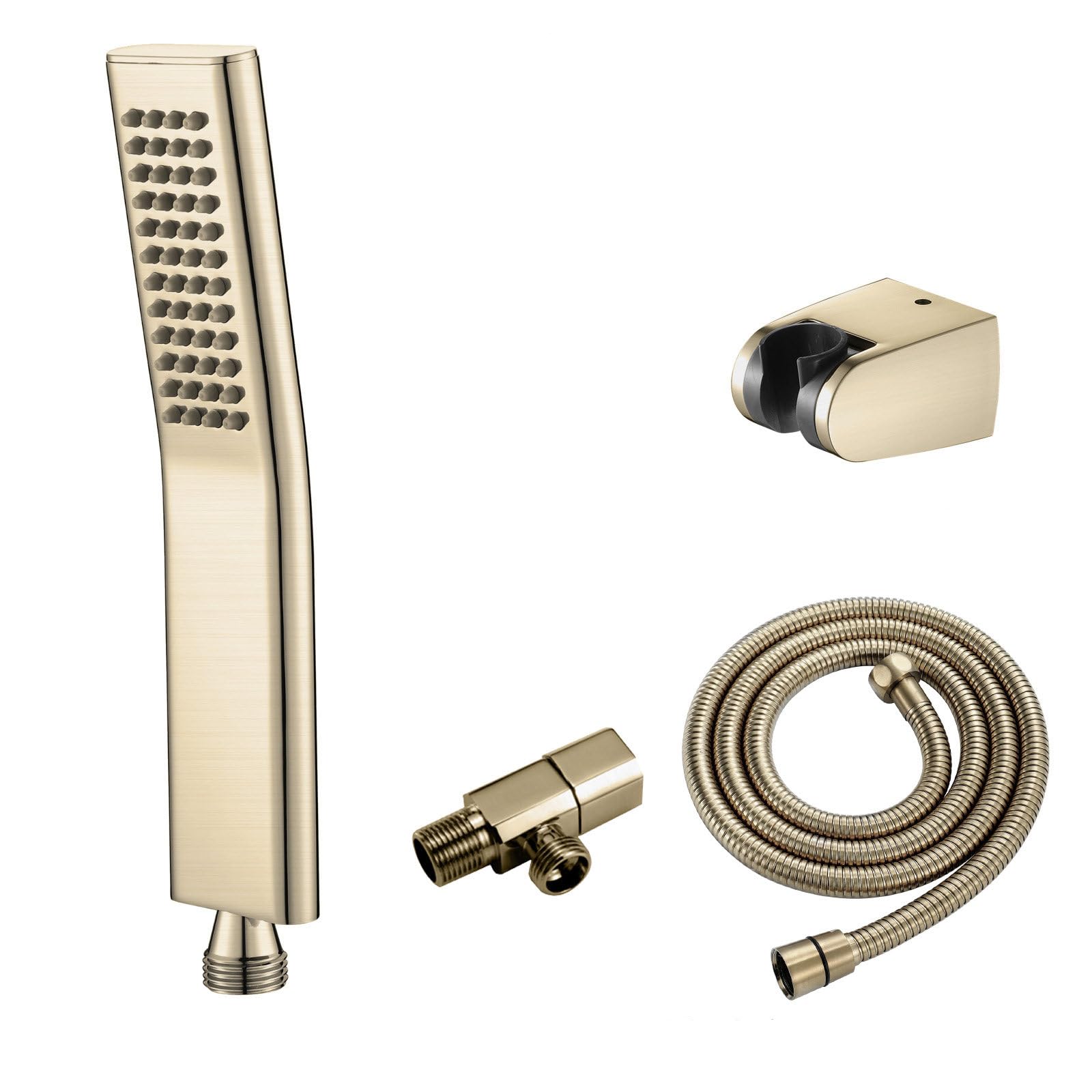 Alcachofa de Ducha Alta Presión, Alcachofa Ducha Antical con Manguera Flexible de 1,5m, Cabezal Ducha con Soporte de ABS y Válvula Angular de Latón, Cabezal de Ducha con Entrada e Interruptor