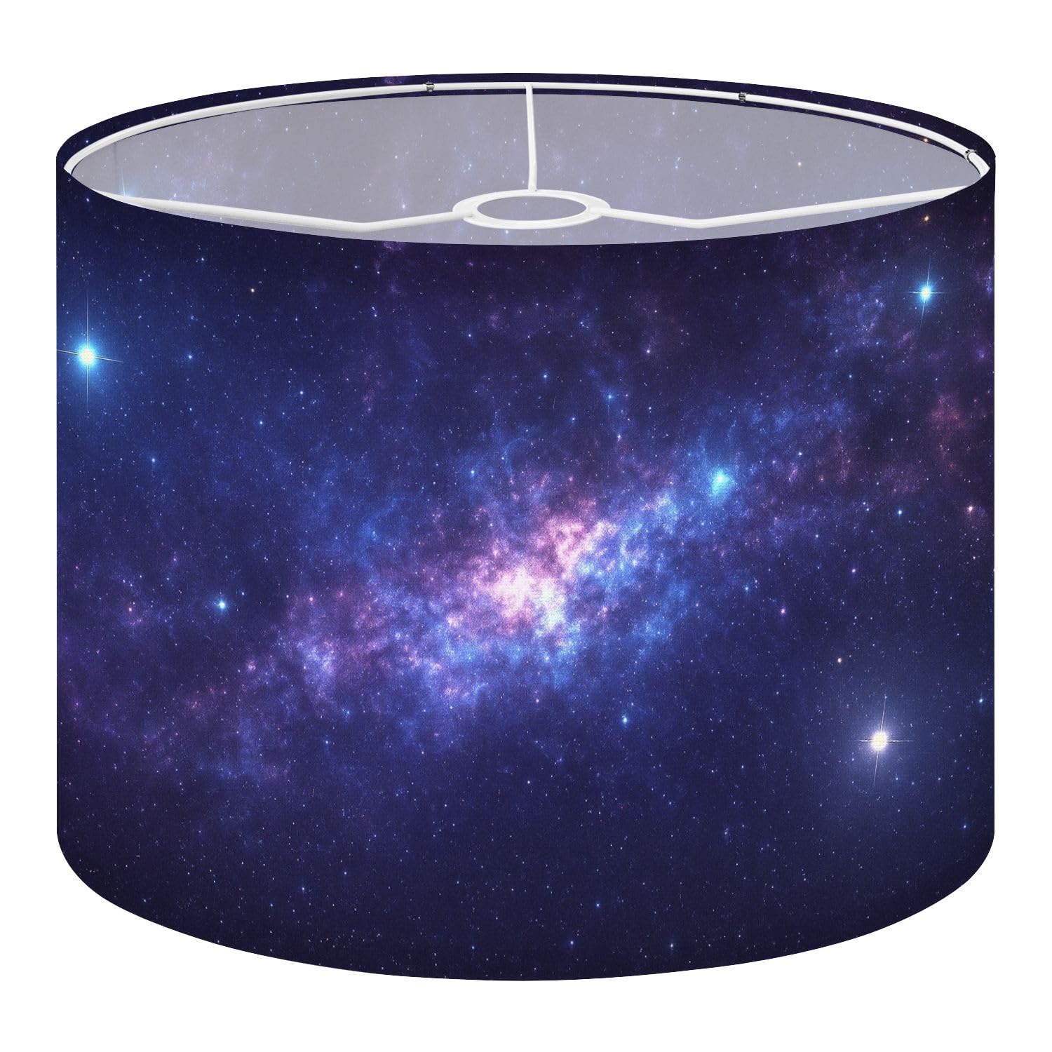 Fabric Drum Lamp Shade Galaxy Stars Vintage Funky Medium Linen Decorative Lampshades 13inch Set of 1 for Table Lamps, Floor Lamps,Ceiling Lamp