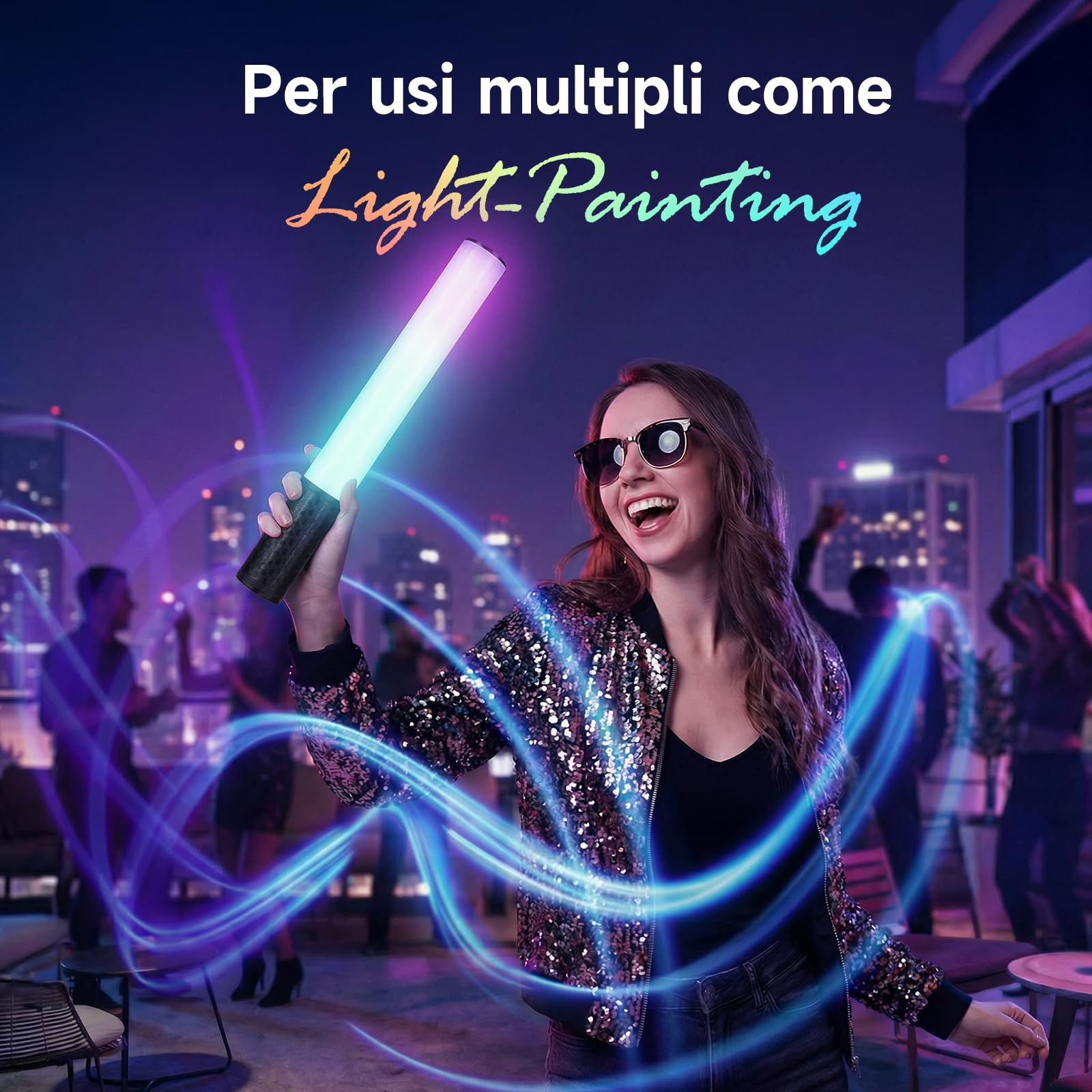 Spada Led Fotografia, Rollei Lumis Glow 20 W RGB Tubo Fotografico per Video 360° 1800~9000K e 20 Effetti, Lampada Foto per Lightpainting Portatile, Spada-Led-Fotografia-Tubo-Video