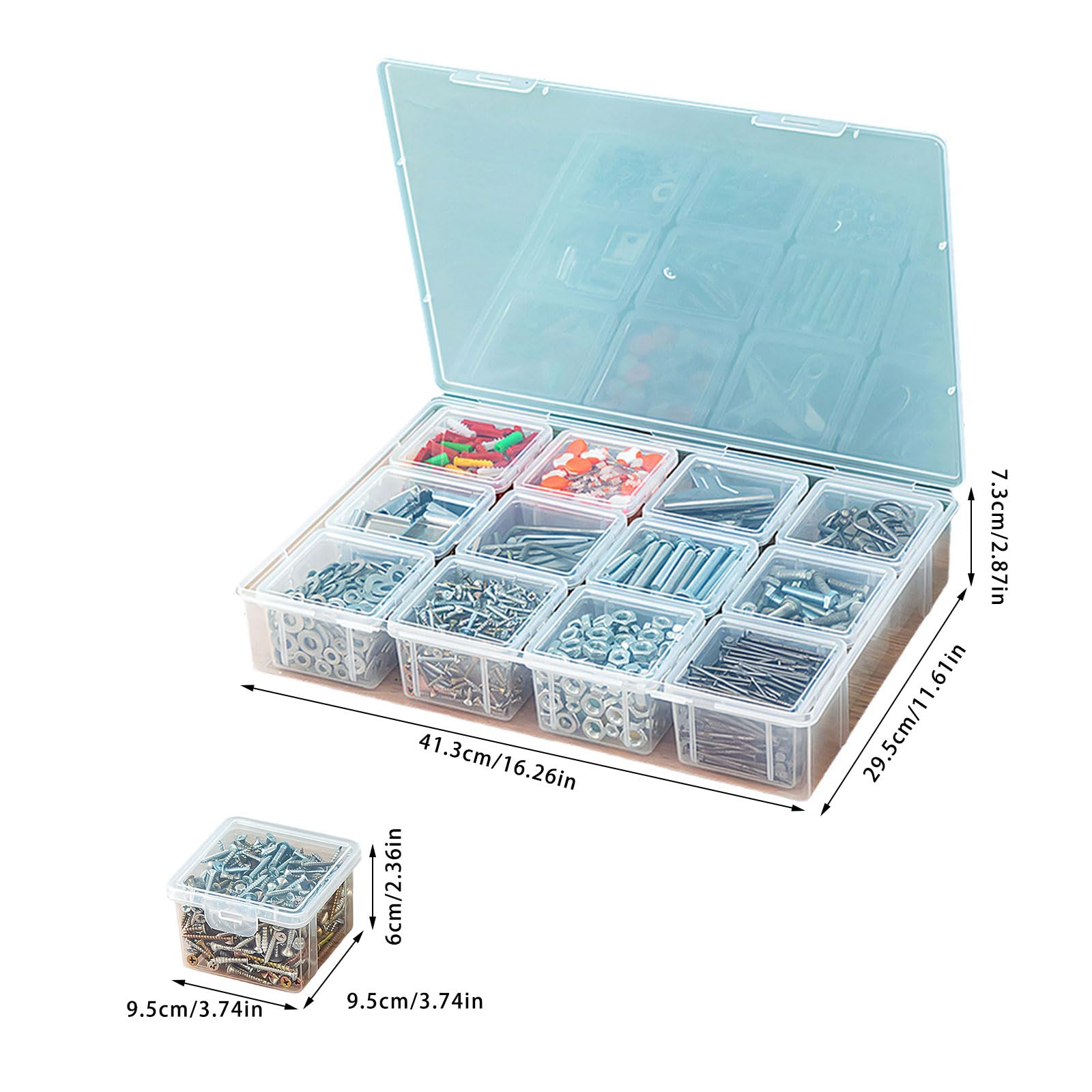 Estuche de herramientas con tapa segura, diseño de tornillos, caja de almacenamiento para carpinteros, mecánicos y amantes de las manualidades