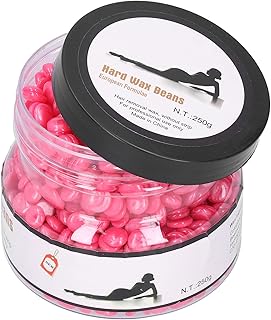Grânulos de cera dura profissional, feijão de cera de remoção de pelos brilho perolado conta de cera depilatória para rosto feijão de cera para cera doméstico unissex remoção de pelos axilas perna 250 g (rosa)