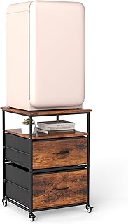 Turosur Mini soporte para nevera con almacenamiento y ruedas, color negro