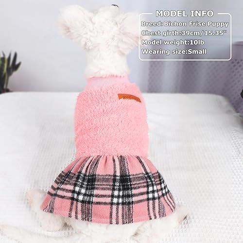 Miniatura 7 de Suéteres clásicos de color rosa para perros pequeños, suéter cálido de forro polar para perros pequeños, vestidos lindos para perros Yorkie