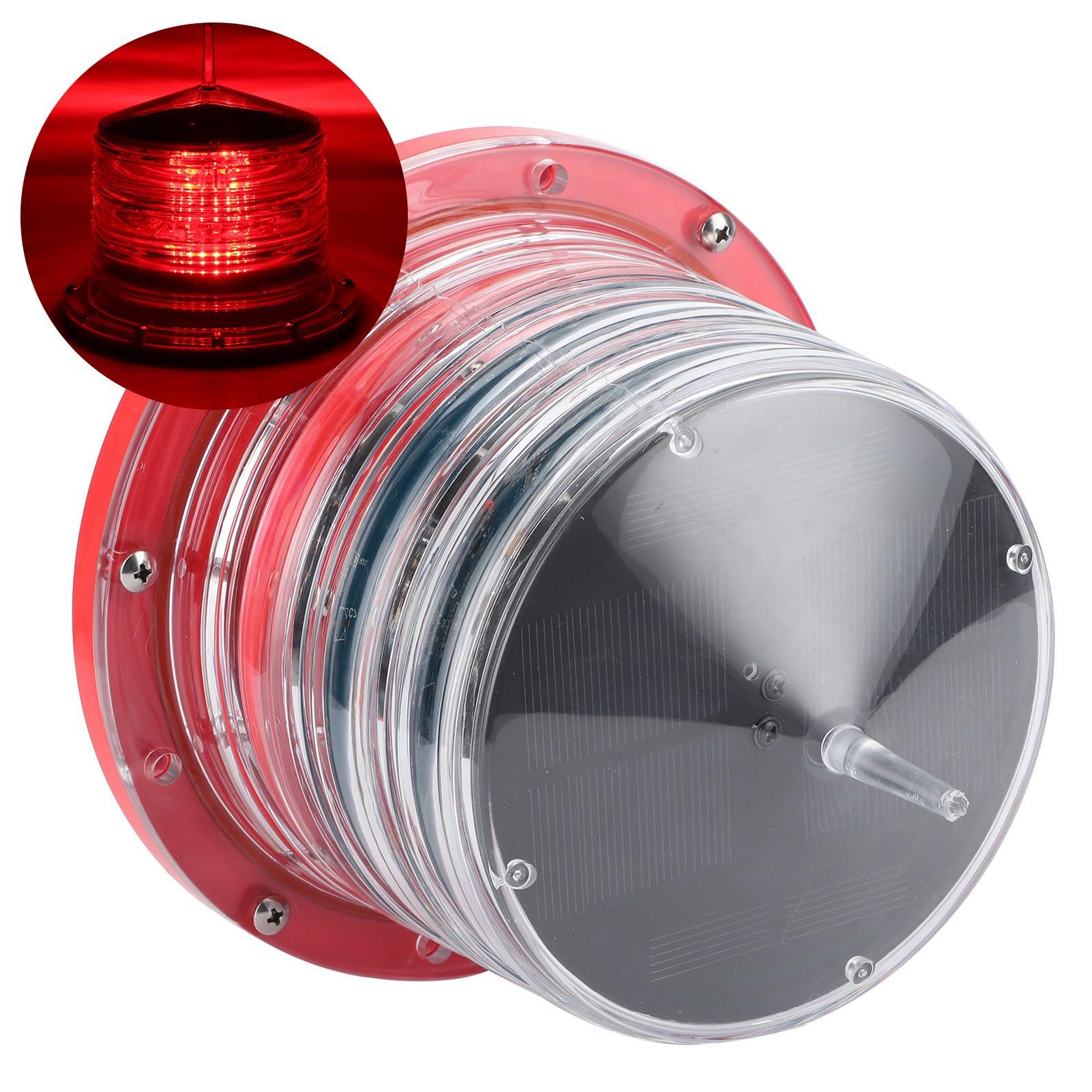 Keenso Luce di Segnalazione Solare LED Navigazione Impermeabile IP68 per | Faro di navigazione a LED a energia solare con plastica marina impermeabile IP68 Lampeggiante a 360 gradi da 1 a 4 miglia