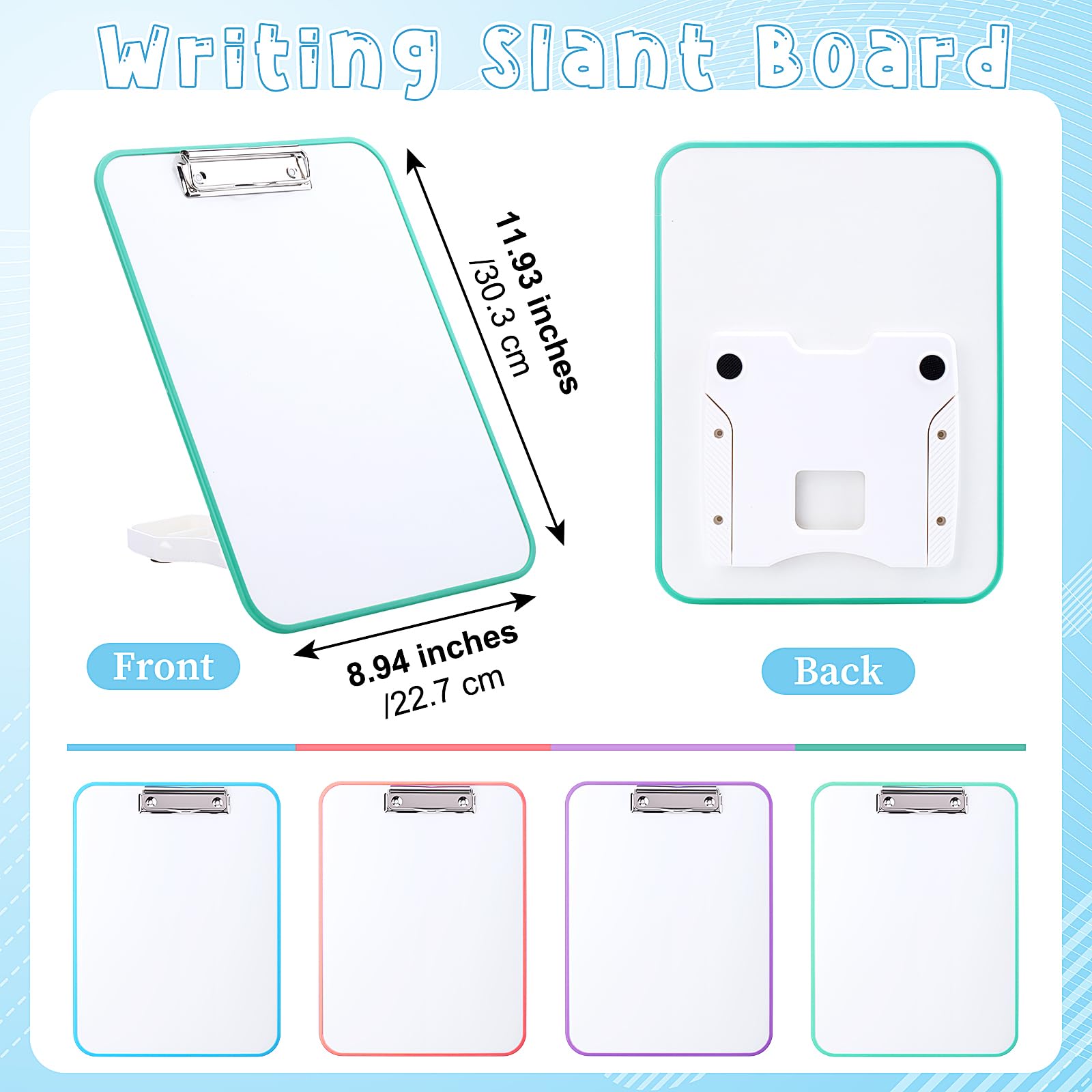 Seajan 4er-Set schräge Schreibtafel mit Ständer, 15°-75° Desktop-Whiteboard, trocken abwischbar, Klemmbrett, 30,5 x 22,9 cm, tragbar, wiederverwendbar, Handschrift, Lehrer, Bürobedarf zum Lesen