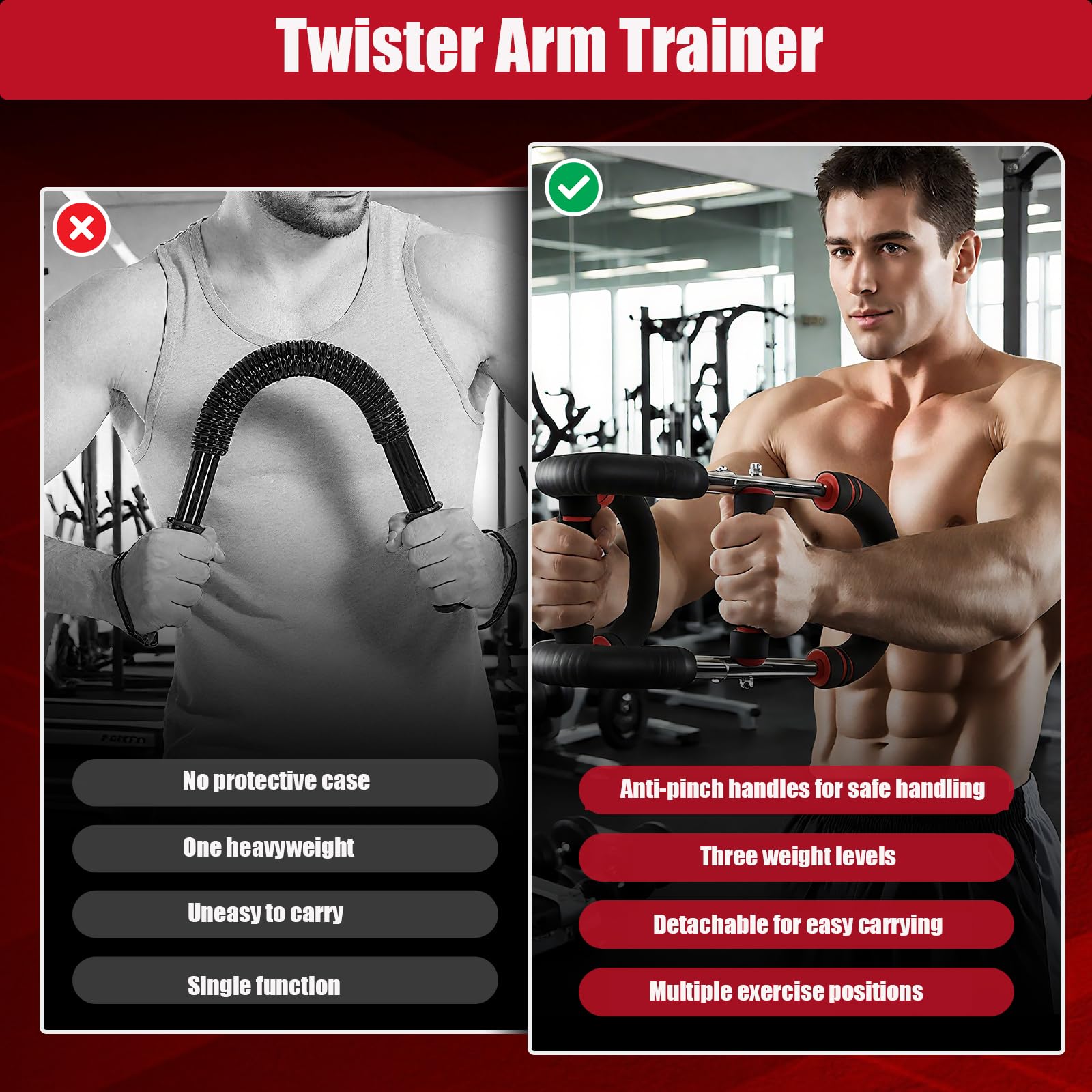Power Twister Armtrainer - Verstellbarer Brusttrainer 30-50KG für Zuhause | Oberkörper Trainingsgerät für Bizeps, Trizeps & Unterarm | Robuste Stahlfeder Fitnessgerät für Männer & Frauen