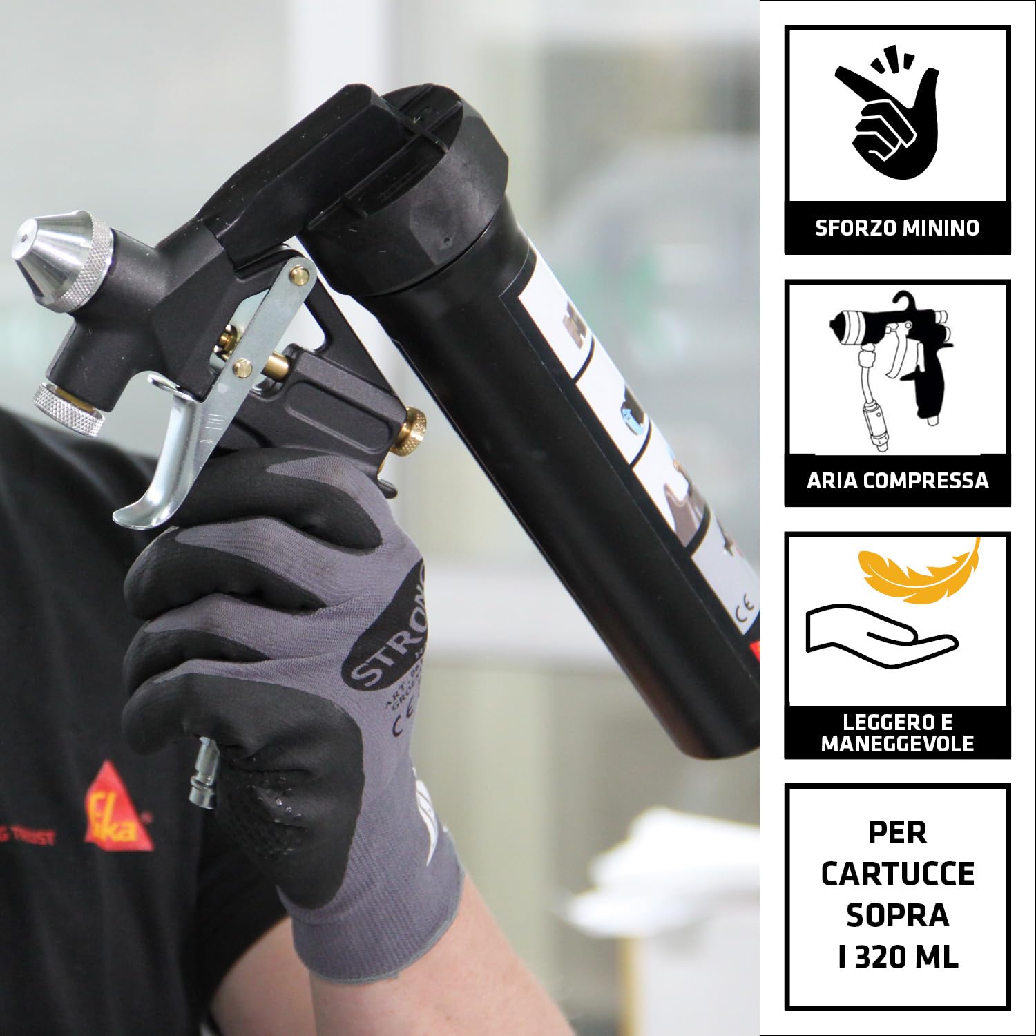 SIKA - Pistola a spruzzo per giunti - Sika Spray Gun - Applicazione facile con aria compressa - Ideale per Sikaflex-529 Evolution - Finitura liscia su giunzioni e pieghe - Massima precisione