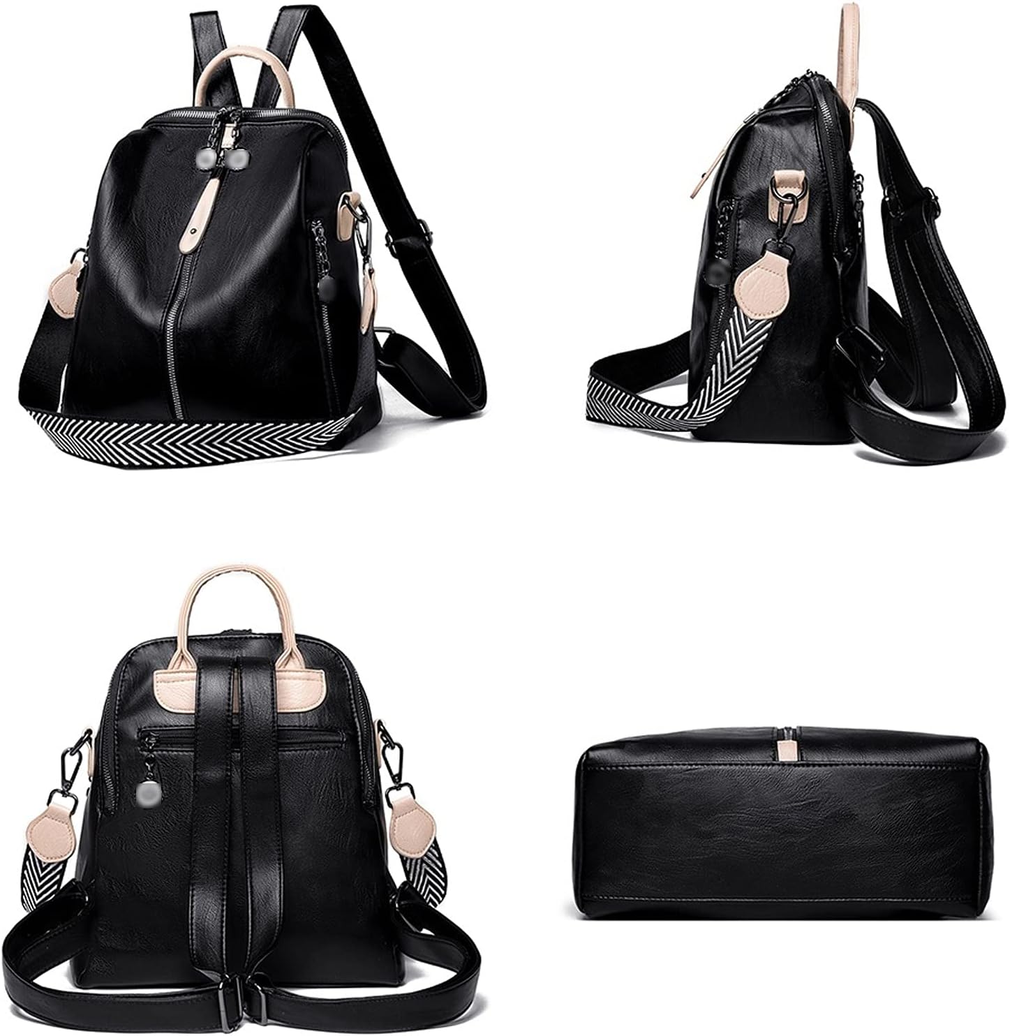 旅行バッグ レディース PU女性用革バックパック、ソリッドカラーショルダーバックパック、多機能バッグソフトレザーレディースバックパッ