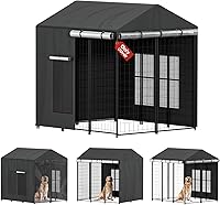 Vista 1 de Funda para perrera para exteriores, cobertura completa, 1200D resistente, impermeable, resistente al viento, con ventana y cuerdas elásticas