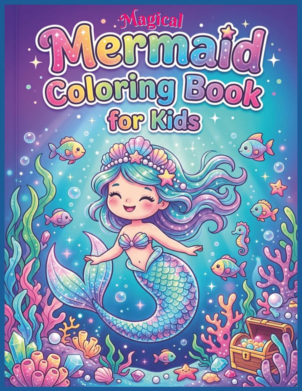 Magical Mermaid Coloring Book for Kids: Fun and Easy Underwater Coloring Pages Featuring Cute Mermaids, Ocean Creatures, Seashells, and Fantasy Sea Adventures for Young Artists